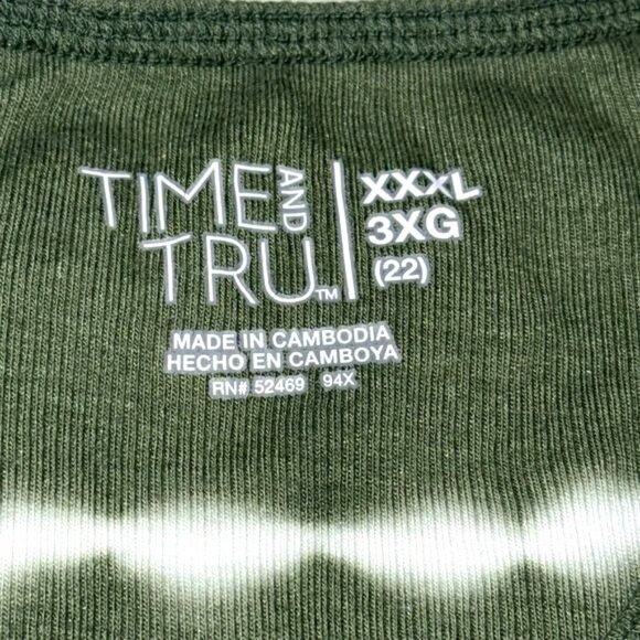 Green Tie-Dye Tank Top By Time And Tru XXXL 3XG Cotton Modal Blend Sleeveless Ca - Picture 3 of 7